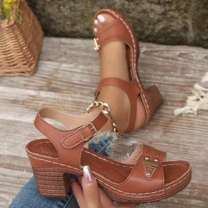 Stylish Block Heel Sandals – Elegant & Comfy Design