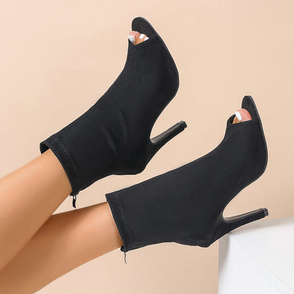 Peep Toe Stiletto Ankle Boots